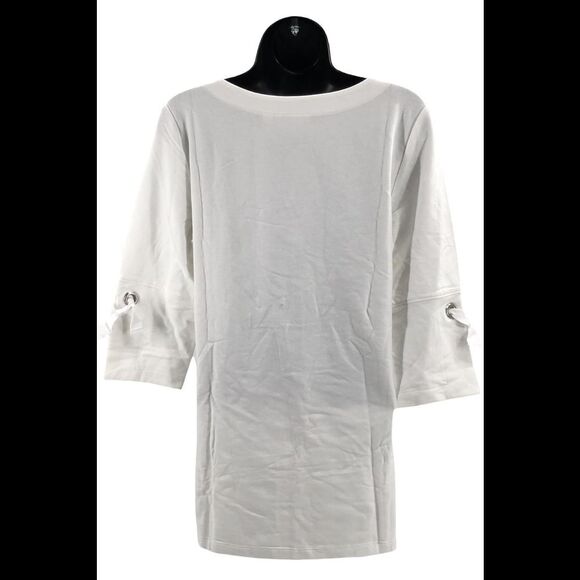 Denim & Co. Active French Terry Tunic with Grommet Detail White - Regular - Picture 2 of 3